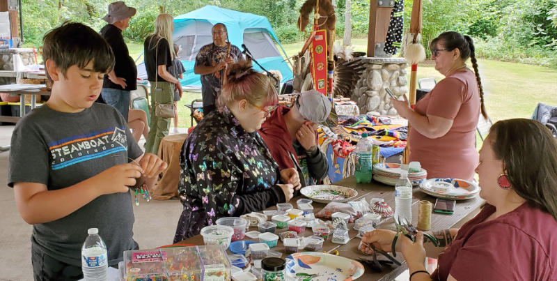 beading craft at roaring river native camp 2024